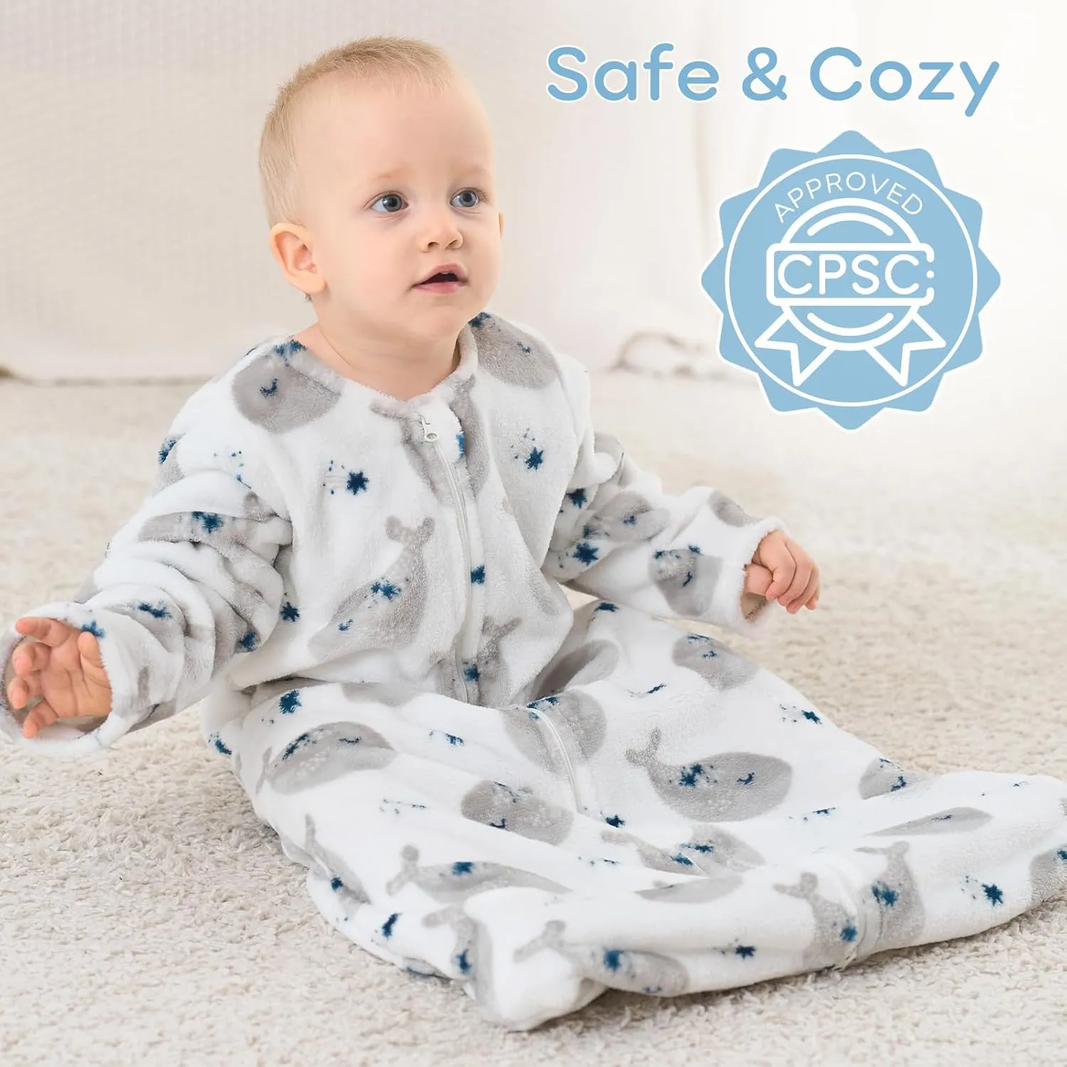 Yoofoss Long Sleeve Fleece Baby Sleep Sack 18-24 Months, 2 Pack TOG 1.5 Baby Wearable Blanket with 2-Way Zipper, Toddler Sleeping Sack, Soft Warm