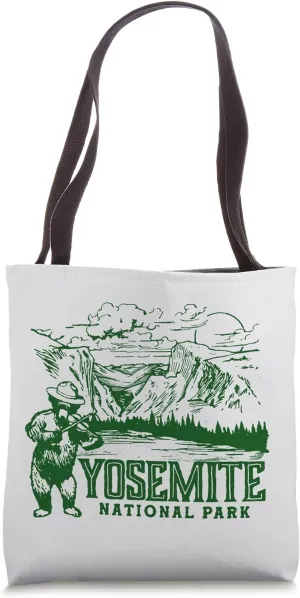 Yosemite National Park Vintage Fiddle Bear Funny California Tote Bag