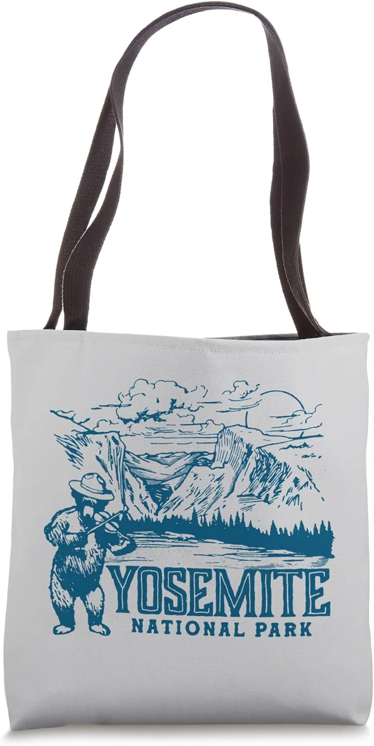 Yosemite National Park Vintage Fiddle Bear Funny California Tote Bag