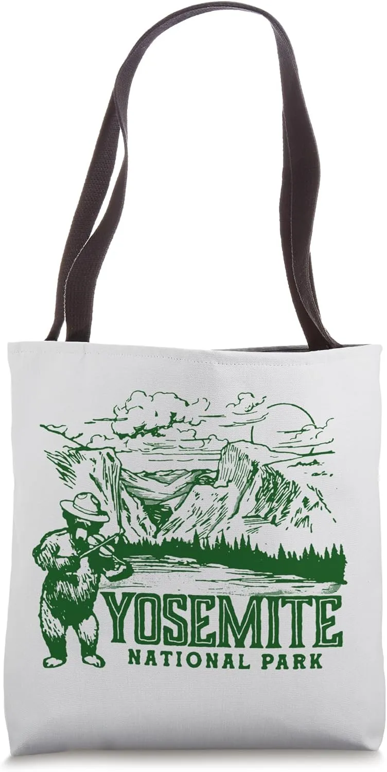 Yosemite National Park Vintage Fiddle Bear Funny California Tote Bag