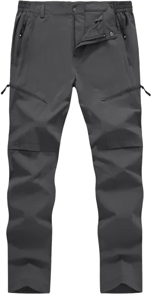 YSENTO Men's Cargo Hiking Pants Lightweight 5 Zipper Pockets Stretch Quick Dry Camping Fishing Travel Pants