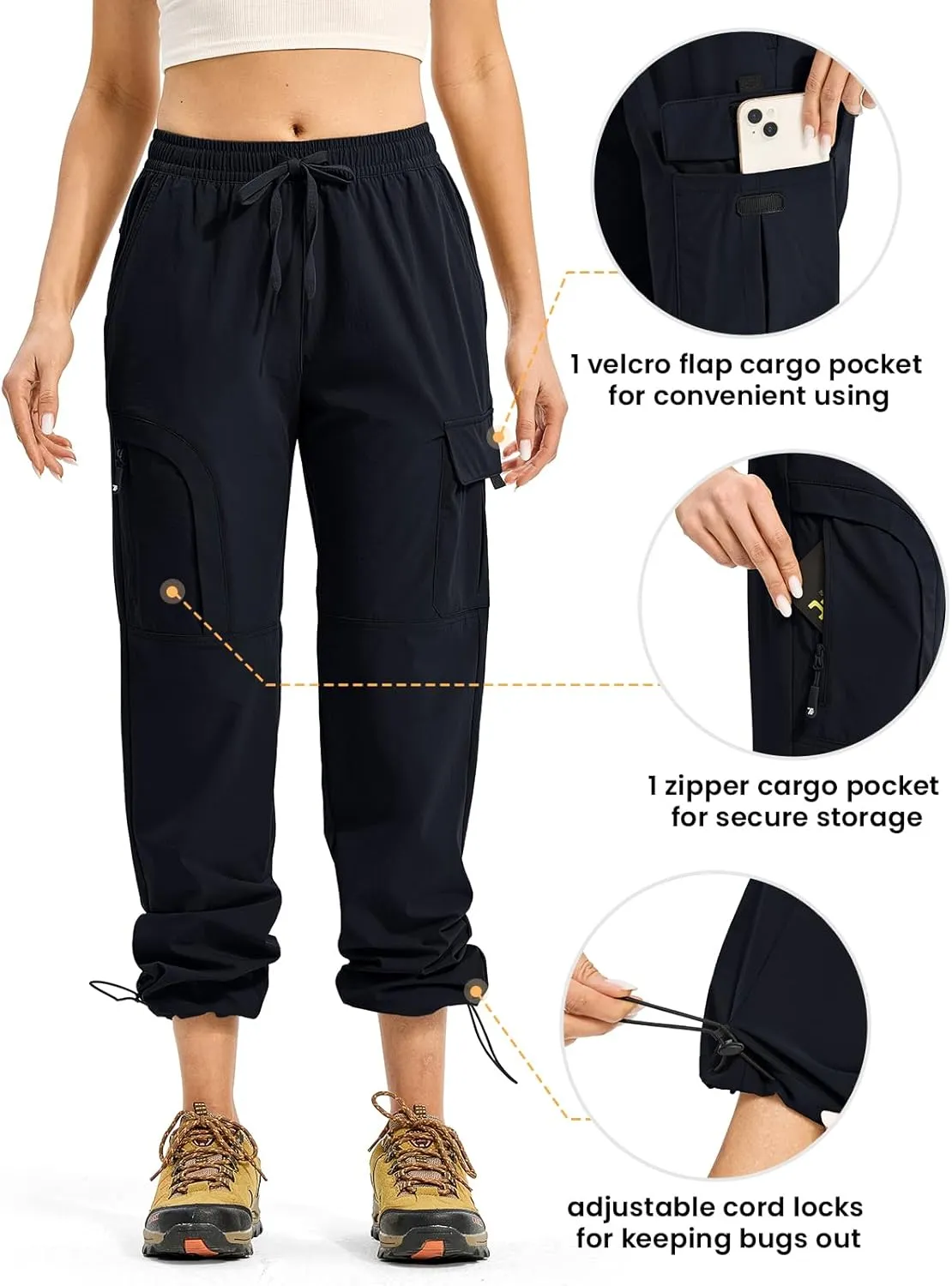 YSENTO Womens Cargo Pants Lightweight Water Resistant Quick Dry Camping Travel Hiking Pants with Pockets