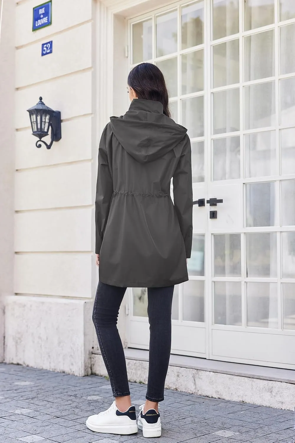 Zeagoo Women Rain Jacket Waterproof Lightweight Long Hooded Raincoat Trench Windbreaker Jacket