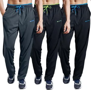 ZENGVEE Men's Sweatpants with Zipper Pockets Open Bottom Athletic Pants for Jogging Workout Gym Running Training