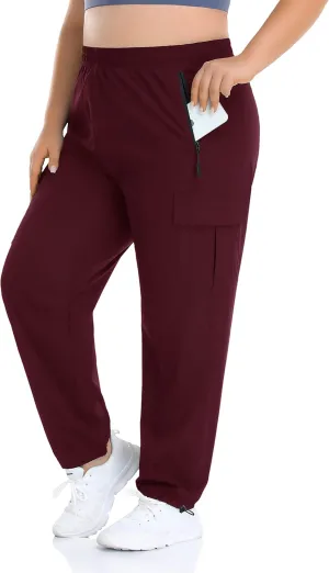 ZERDOCEAN Women's Plus Size Outdoor Active Hiking Pants Lightweight Quick Dry Athletic Pants Zipper Pockets