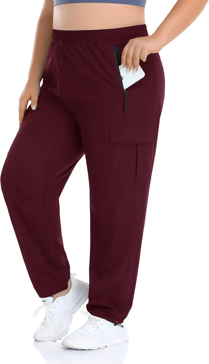 ZERDOCEAN Women's Plus Size Outdoor Active Hiking Pants Lightweight Quick Dry Athletic Pants Zipper Pockets