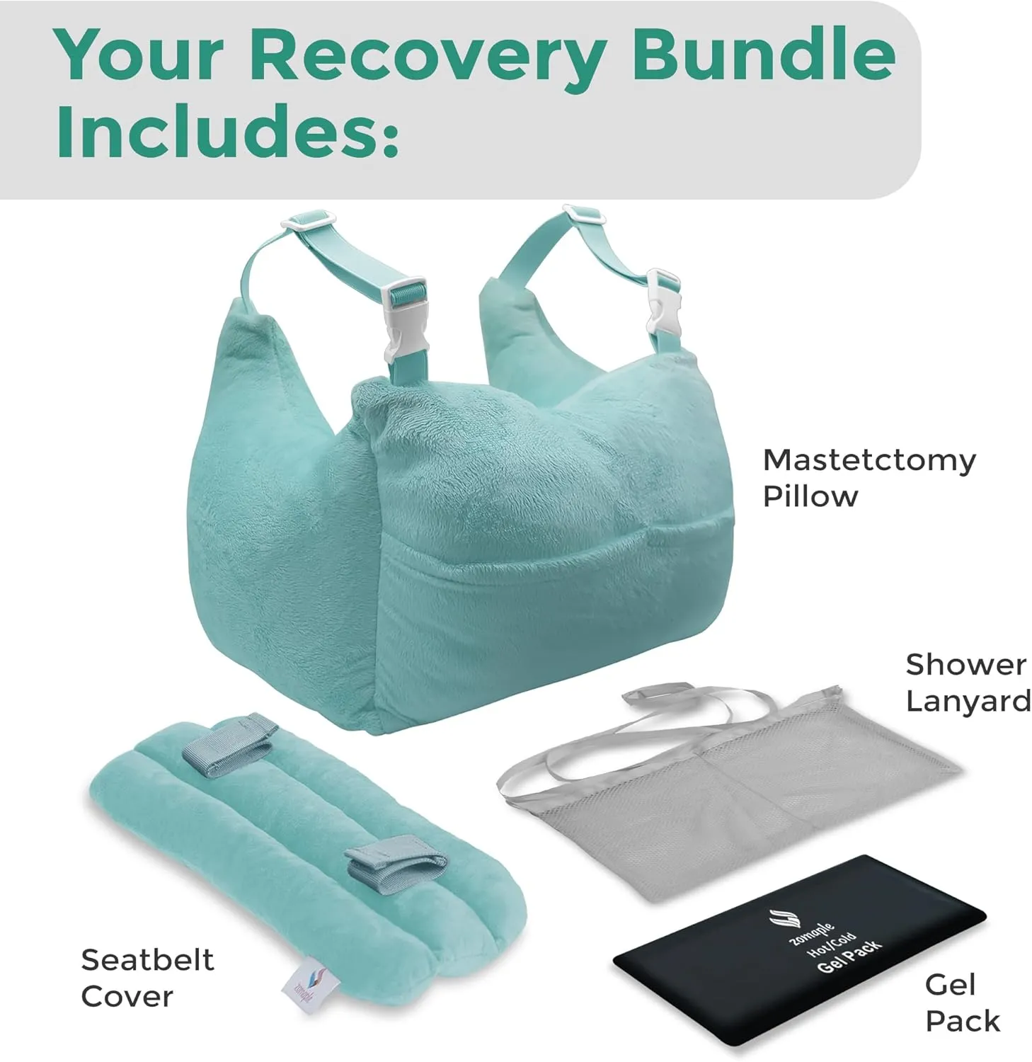 Zomaple Mastectomy Pillow - Post Surgery Pillow, Mastectomy Recovery Must Haves, Breast for After Heart Surgery, Reduction & Augmentation Patients Sleeping, Recovery Seatbelt Protection-Surgery Gift