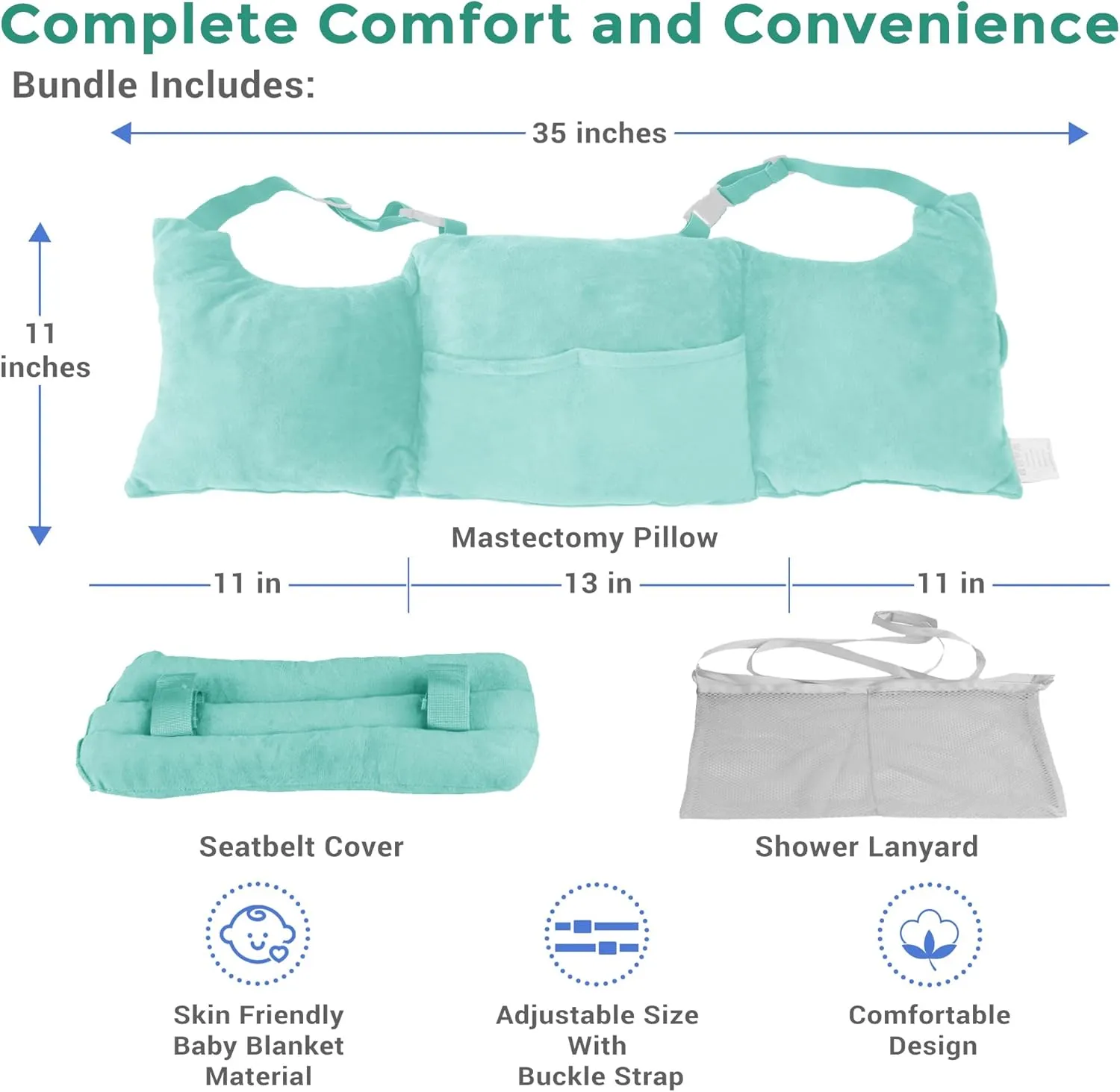Zomaple Mastectomy Pillow - Post Surgery Pillow, Mastectomy Recovery Must Haves, Breast for After Heart Surgery, Reduction & Augmentation Patients Sleeping, Recovery Seatbelt Protection-Surgery Gift
