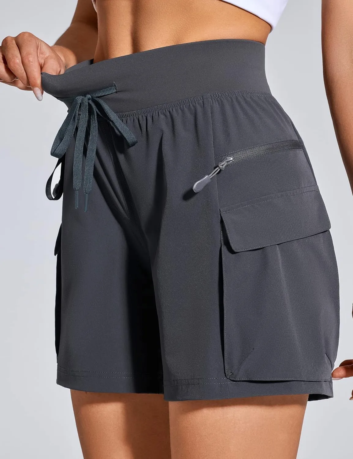 ZUTY Women's Cargo Hiking Shorts for Camping Travel Outdoor Athletic with Zipper Pockets Quick Dry Water Resistant Summer